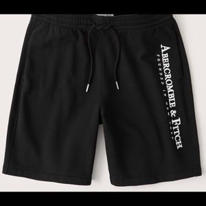 Abercrombie Men Fleece Logo Black Shorts 8inch- M